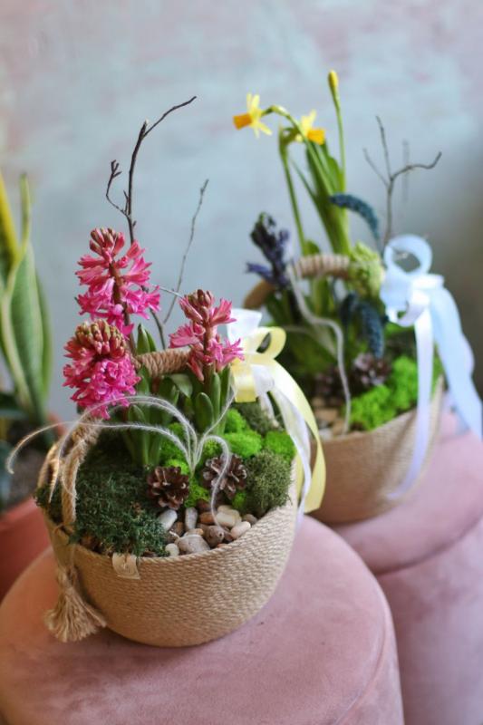 Корзина с первоцветами 