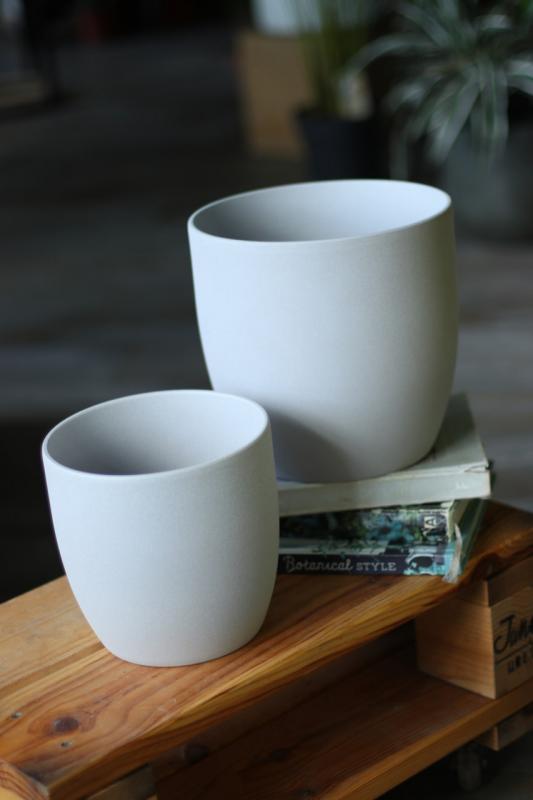 Керамическое кашпо Базель светло-серый камень