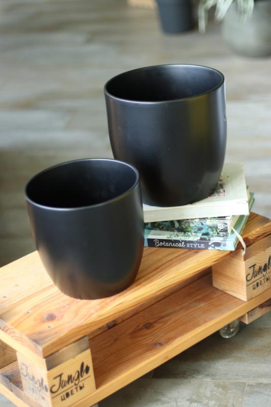 Керамическое кашпо Базель черный